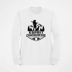 Pull Chasse Esprit chasseresse For&ecirc;t fran&ccedil;aise Blanc