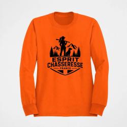 Pull Chasse Esprit chasseresse For&ecirc;t fran&ccedil;aise Orange