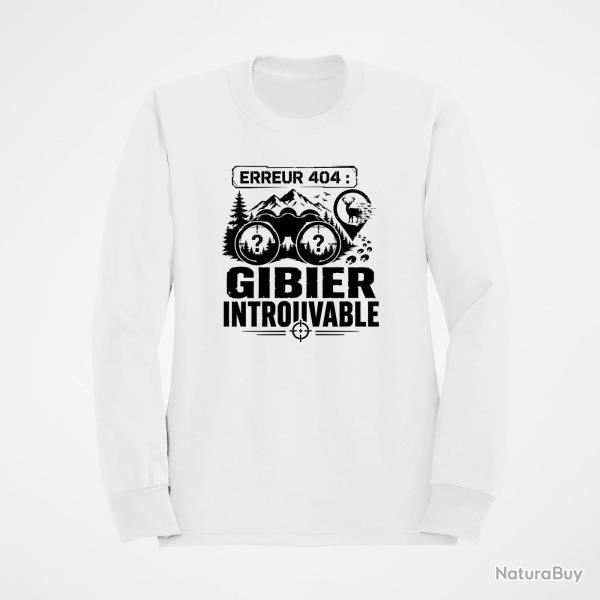 Sweat Chasse Erreur 404 Gibier introuvable Blanc