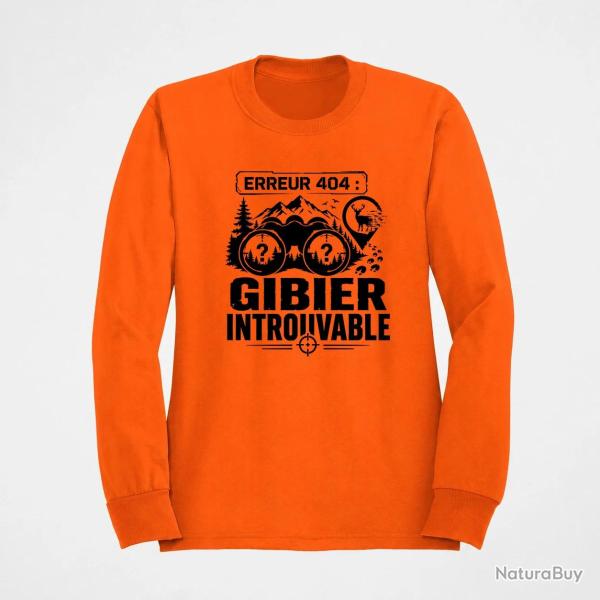 Sweat Chasse Erreur 404 Gibier introuvable Orange