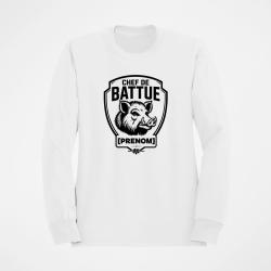 Pull Chasse Chef de battue Personnalisable Blanc