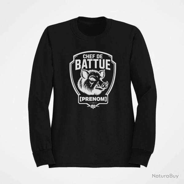 Pull Chasse Chef de battue Personnalisable Noir