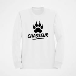 Sweat Chasse Chasseur Empreinte canine Blanc