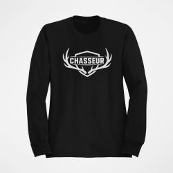 Sweat Chasse Chasseur Blason aux bois de cerf Noir
