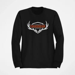 Sweat Chasse Chasseur Blason aux bois de cerf Noir / Orange