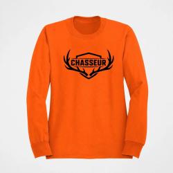 Sweat Chasse Chasseur Blason aux bois de cerf Orange