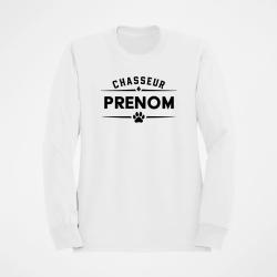 Pull Chasse Chasseur pr&eacute;nom Personnalisable Blanc