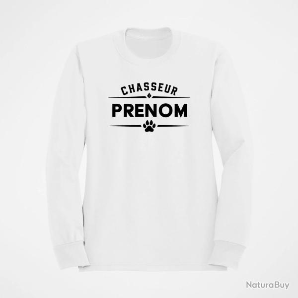 Pull Chasse Chasseur pr�nom Personnalisable Blanc