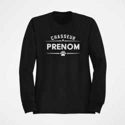 Pull Chasse Chasseur pr&eacute;nom Personnalisable Noir