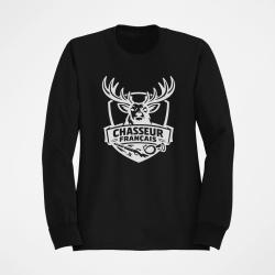 Pull Chasse Chasseur fran&ccedil;ais Cerf et fusil Noir
