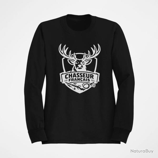 Pull Chasse Chasseur fran�ais Cerf et fusil Noir