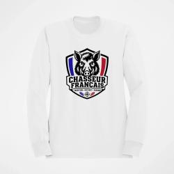Sweat Chasse Chasseur fran&ccedil;ais Blason sanglier Blanc / Couleur
