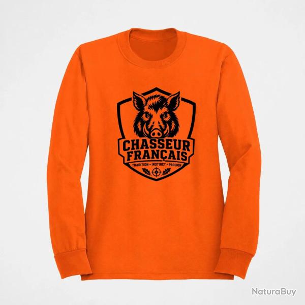 Sweat Chasse Chasseur fran�ais Blason sanglier Orange