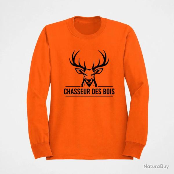 Sweat Chasse Chasseur des bois Cerf Orange