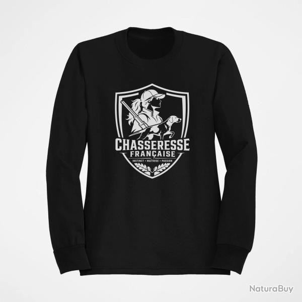 Sweat Chasse Chasseresse fran�aise Blason Noir