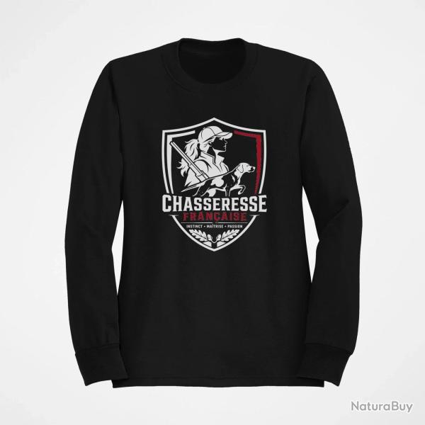 Sweat Chasse Chasseresse fran�aise Blason Noir / Couleur