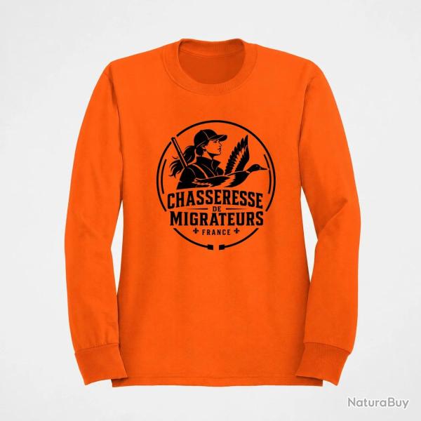 Pull Chasse Chasseresse de migrateurs Canard Orange