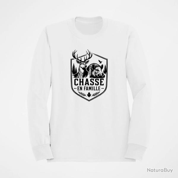 Sweat Chasse Chasse en famille Grand gibier Blanc