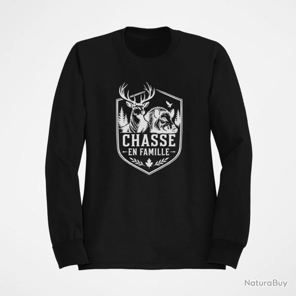 Sweat Chasse Chasse en famille Grand gibier Noir