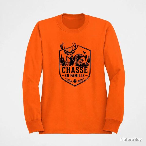 Sweat Chasse Chasse en famille Grand gibier Orange