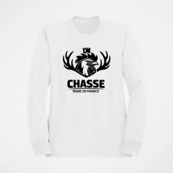 Sweat Chasse Chasse fran&ccedil;aise Cerf tricolore Blanc