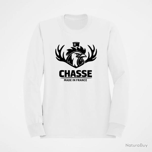 Sweat Chasse Chasse fran�aise Cerf tricolore Blanc