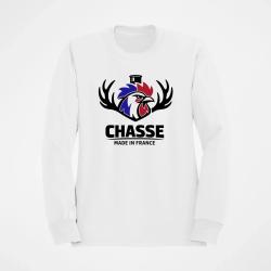 Sweat Chasse Chasse fran&ccedil;aise Cerf tricolore Blanc / Couleur