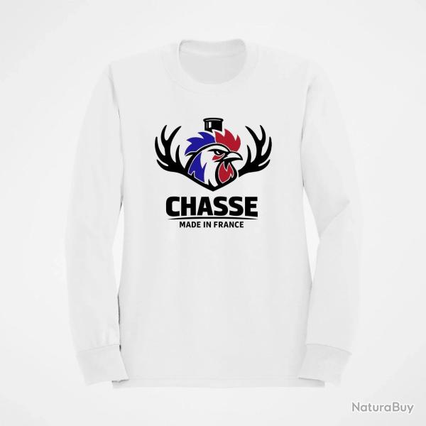 Sweat Chasse Chasse fran�aise Cerf tricolore Blanc / Couleur