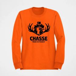 Sweat Chasse Chasse fran&ccedil;aise Cerf tricolore Orange