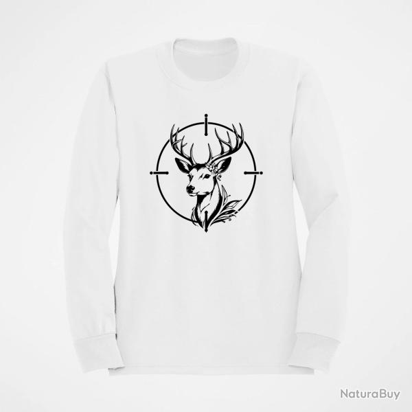 Sweat Chasse Cerf floral Dans la mire Blanc