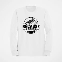 Sweat Chasse B&eacute;casse addict Badge nature Blanc