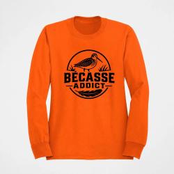 Sweat Chasse B&eacute;casse addict Badge nature Orange
