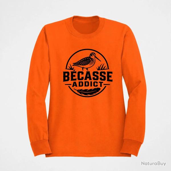 Sweat Chasse B�casse addict Badge nature Orange