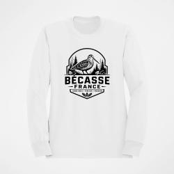 Pull Chasse B&eacute;casse France Badge forestier Blanc