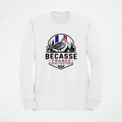 Pull Chasse B&eacute;casse France Badge forestier Blanc / Couleur