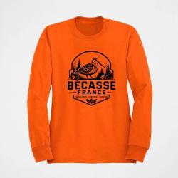 Pull Chasse B&eacute;casse France Badge forestier Orange