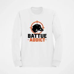 Pull Chasse Battue addict Sanglier cibl&eacute; Blanc / Orange