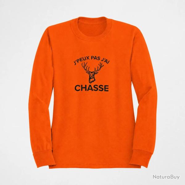 Sweat Chasse J'peux pas j'ai chasse Cerf Orange