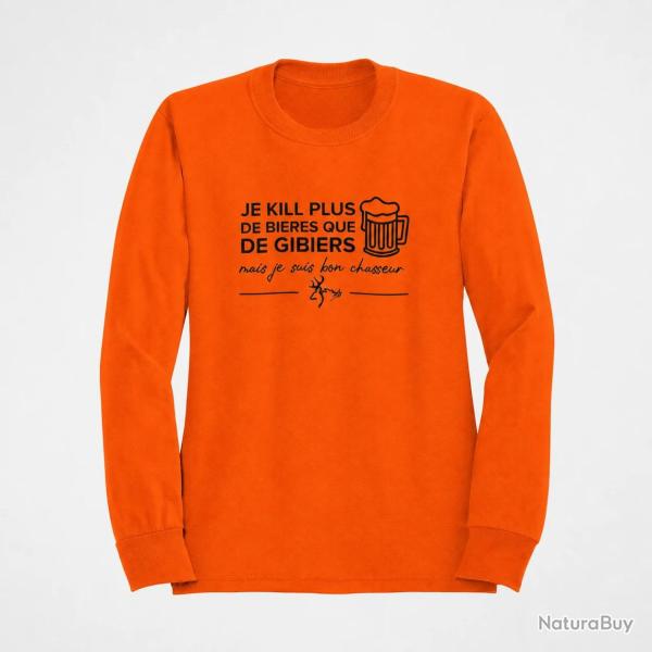 Sweat / Pull Humour Chasse Je kill plus de bi�res que de gibiers Orange