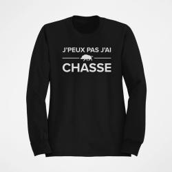 Pull Chasse Je peux pas j'ai chasse ! Noir
