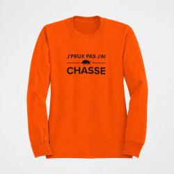 Pull Chasse Je peux pas j'ai chasse ! Orange