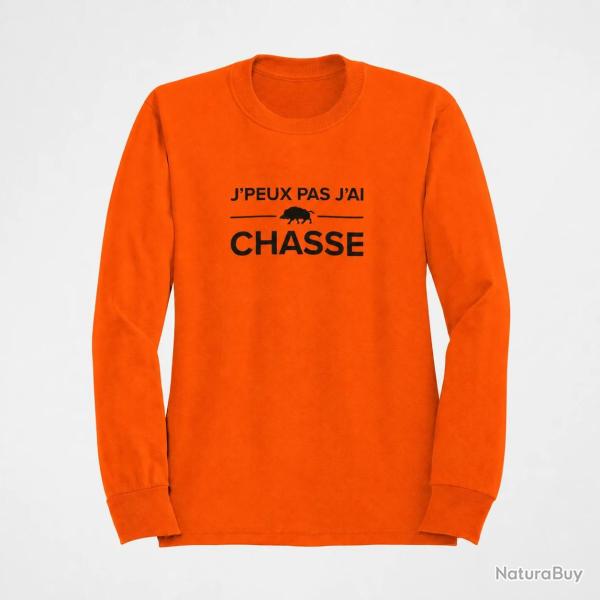 Pull Chasse Je peux pas j'ai chasse ! Orange