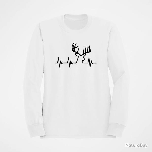 Sweat CHASSE Battements de Coeur Cerf Blanc