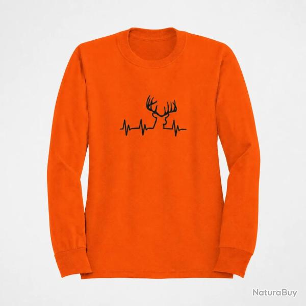 Sweat CHASSE Battements de Coeur Cerf Orange
