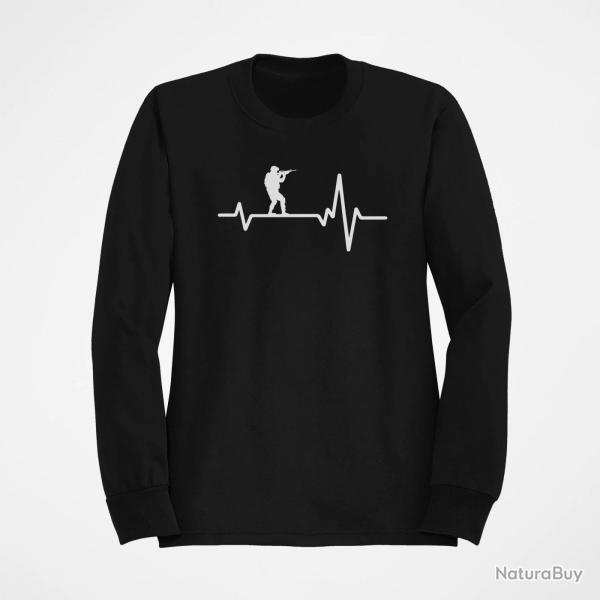 Sweat Militaire "Battements de coeur" Noir