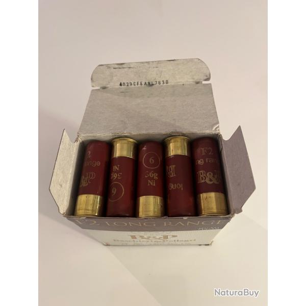 BONNE AFFAIRE 25 CARTOUCHES B&P F2 LONG RANGE CAL 12 PLOMB 6NI PETIT PRIX PORT OFFERT !