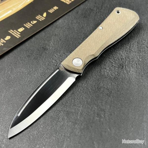 Couteau Gerber Mansfield Swayback Natural Lame Acier D2 Drop Point Manche Micarta Slip Joint 120-1