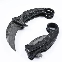 Couteau Rite Edge Gothic Karambit Lame Acier 3Cr13 Griffe Black Manche ABS Linerlock Clip 612bk