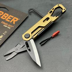 Outil Multifonctions 11-en-1 Gerber Stake Out Lame Acier Wharncliffe Manche Champagne