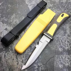Couteau de Plong&eacute;e Rite Edge Divers Yellow Lame Acier 420J2 Manche Caoutchouc Etui Abs 24YW